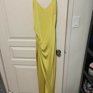 Yellow maxi slit dress